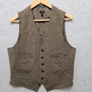 J Crew Ludlow Wool Waistcoat Mens M Herringbone Moon British Cloth Vest - Picture 1 of 14
