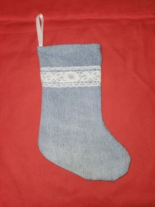Calza natalizia 9,5" blu jeans denim pizzo western cowgirl fattoria riciclata - Foto 1 di 3