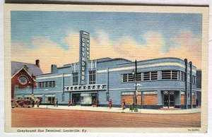 VTG 1937 LOUISVILLE KY PC GREYHOUND BUS TERMINAL Deco Architecture - Picture 1 of 2