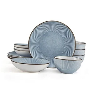 Arlie Blue 12 Piece Dinnerware Set, Service for 4, Blue - Picture 1 of 8