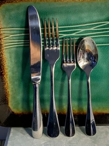 FORTESSA FLATWARE PLACE SETTING (4) PIECES STAINLESS GLOSSY KNIFE FORKS(2) SPOON - Picture 1 of 13