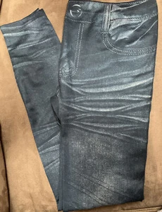 JUSTICE LEGGINGS SIZE S JEAN DESIGN FULL LENGTH SUPER CUTE!! - Picture 1 of 4