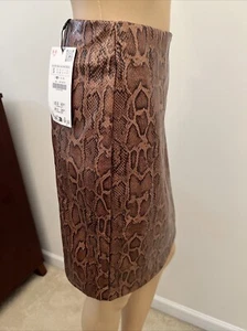 ZARA FAUX LEATHER SNAKESKIN PRINT SKIRT SIZE S - Picture 1 of 12