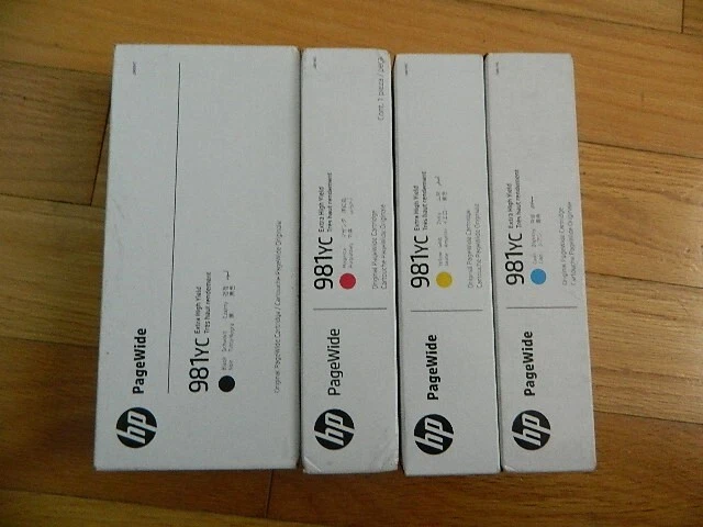 JUEGO ORIGINAL 2025 4 HP 981YC XTRA YLD TINTA PageWide E55650 E58650 LOR17YC-LOR20YC Foto 1 de 1