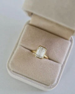 5CT Emerald Cut VVS Diamond Studded 10k Solid Gold Handmade Ring For Men & Women - Picture 1 of 2