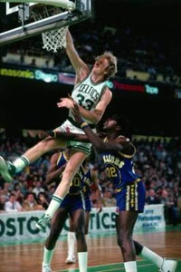 Larry Bird Boston Celtics dunks against Rickey Brown Golden State- Old Photo - Picture 1 of 1