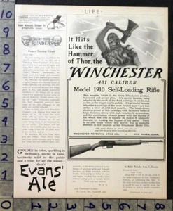 1910 WINCHESTER THOR MITOLOGIA GRECA FUCILE CARTUCCIA SPORT UOMINI CACCIA MUNIZIONI ANNUNCIO ZZ16 - Foto 1 di 1
