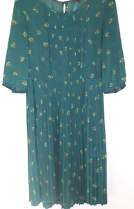 NW3 Hobbs Heart Tree Dress floral deep green tea dress & detach slip Size 8 vgc - Picture 1 of 1