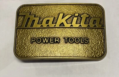 RARE Vintage SOLID BRASS BELT BUCKLE • MAKITA POWER TOOLS ☆USA - Image 1 of 3