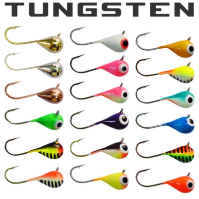 KENDERS OUTDOORS Tungsten Jigs 6mm - #8 Hook Walleye, Crappie, Perch, Bluegill - Glow Paint
