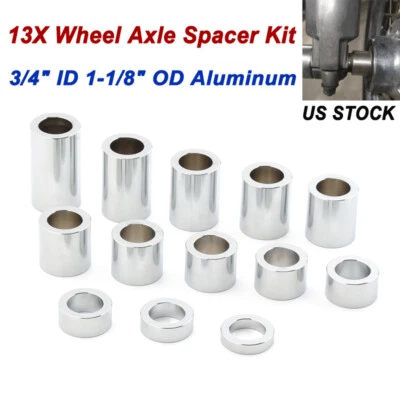 For Harley Chrome Wheel Axle Spacer Kit ID 3/4" OD 1 1/8" Softail Dyna Road King - Image 1 of 4
