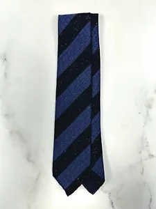 ***NUEVO CON ETIQUETAS*** Corbata Drake's Donegal Bar Rayas Seda y Lana - Azul Marino/Azul - Imagen 1 de 2