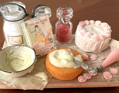 Dollhouse miniature Pink & Green Cake Board   by Betsy Niederer - Image 1 of 4