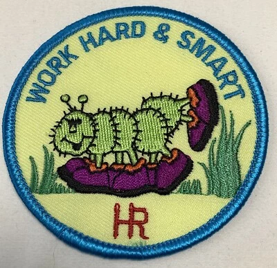 Patch HR Embroidered Iron-On Work Hard & Smart Patch Caterpillar In Purple Shoes - Image 1 of 3