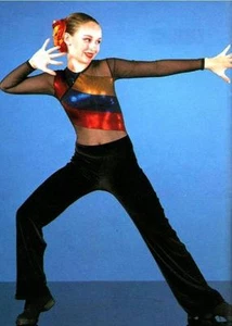 Odyssey Child Small Jazz Tap Foil Velvet Dance Costume Jumpsuit Unitard Last One - Picture 1 of 4