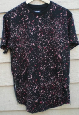 Carbon T-Shirt Men Black W/Red Splatter Pattern With 1/4" Side Zips Both Sides - Image 1 of 4