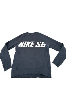 Nike SB Crewneck Mens L Black Sweatshirt SB Skateboard Swoosh Check Sweater - Picture 1 of 4