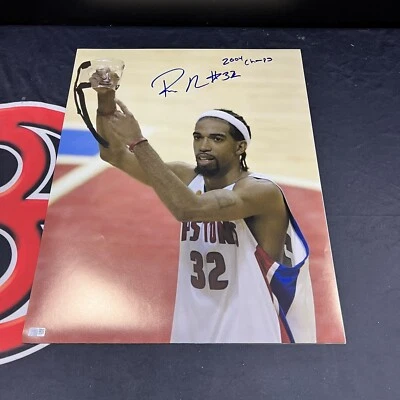 Foto firmada por Richard Rip Hamilton 16x20 Detroit Pistons 2004 Champs Steiner CX Foto 1 de 3