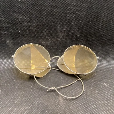 Óculos de segurança antigos âmbar/amarelo Google steampunk - Imagem 1 de 4