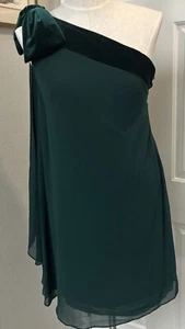 Lauren Ralph Lauren Black Label Chiffon One-Shoulder Dress Women's Size 0 Green - Picture 1 of 10