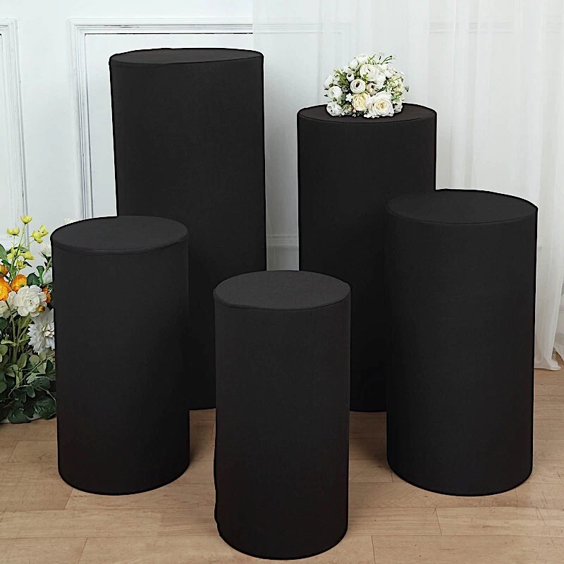 5 Cylinder Pedestal Fitted Spandex Display STAND COVERS Set Party Decorations - Image 1 of 2