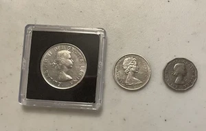 MEDIO DÓLAR DE PLATA CANADIENSE 1961 + CUARTO DE PLATA 1968 + NÍQUEL 1961 ~ ENVÍO GRATUITO - Imagen 1 de 2