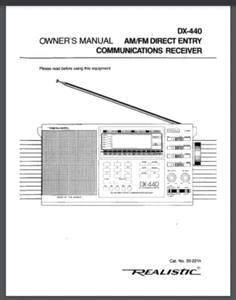 Realistic DX-440 Shortwave Radio owner manual 54 pages 1987 comb bound - Picture 1 of 1