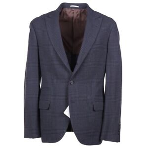 Brunello Cucinelli Slim-Fit Gray Check Peak Lapel Wool and Silk Suit 38R NWT