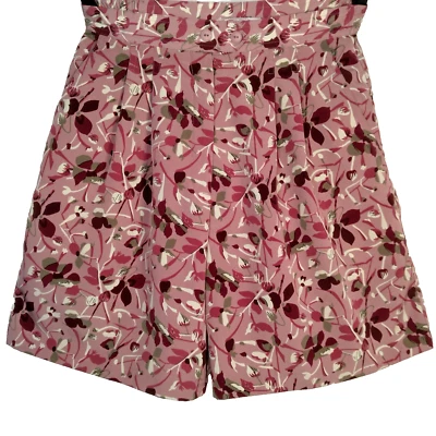 Pantalones Cortos Michelle McJann Vintage Años 90 10 Púrpura Malva Floral Cintura Alta Plisados Foto 1 de 4