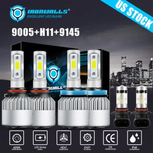 For 2015-2022 Ford F-150 LED Headlight Hi-Low Beam+Fog Light Bulbs 9005 H11 9145 - Picture 1 of 12