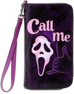 Scream Horror Ghost Face Call Me Snap Close Wallet With Strap - Picture 1 of 3