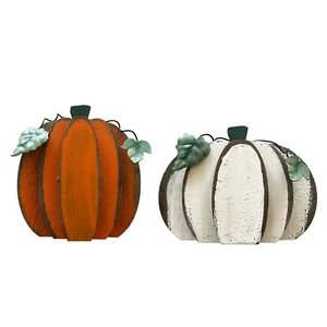 Rustic Wooden Pumpkins Decor Fall Harvest Tabletop Shelf Free Standing Pumpkin - Picture 1 of 7