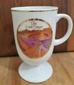 Vintage Grand Canyon Arizona Keramik Kaffeetasse Becher Goldrand Unikat Design - Bild 1 von 9
