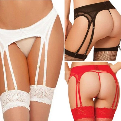 Damen Strumpfhalter Minirock Mini Rock Strumpfband Strapsgürtel 8 Clips Halter - Bild 1 von 4