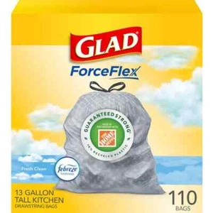 13 Gallon Tall Drawstring Fresh Clean Scent Trash Bags Kitchen Garbage 110 Count - Picture 1 of 12