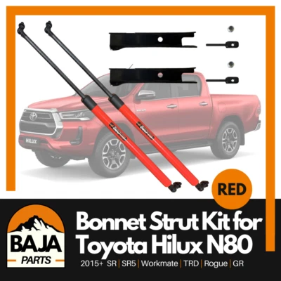 Bonnet Strut kit for Toyota Hilux N80 2015+ RED - image 1 of 4
