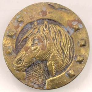 Vtg Horse Head Horse Shoe Border Small Button Paris French Antique - Picture 1 of 5