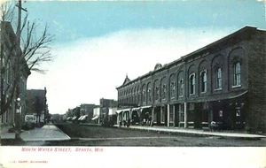 STRASSENSZENE, SPARTA, WISCONSIN, ALTE POSTKARTE - Bild 1 von 2