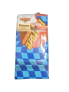 Disney Pixar Cars Lightning McQueen Window Valance Kids Room Blue Flag - Picture 1 of 5