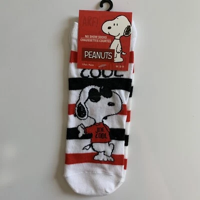 Peanuts Cool Snoopy the Beagle 狗女式无展示袜 9-11 码全新带标签 — 第 1/4 张图片