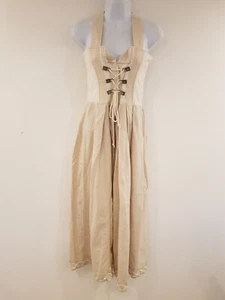 Vintage Kleid lang Maxi Dirndl Gr. 12 beige Träger Korsett Oktoberfest Österreich - Bild 1 von 12