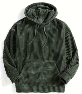 Mens Corduroy Hoodie Tops Workout Casual Hooded Coat Pullover Sweatshirt BIG 3XL - Picture 1 of 6