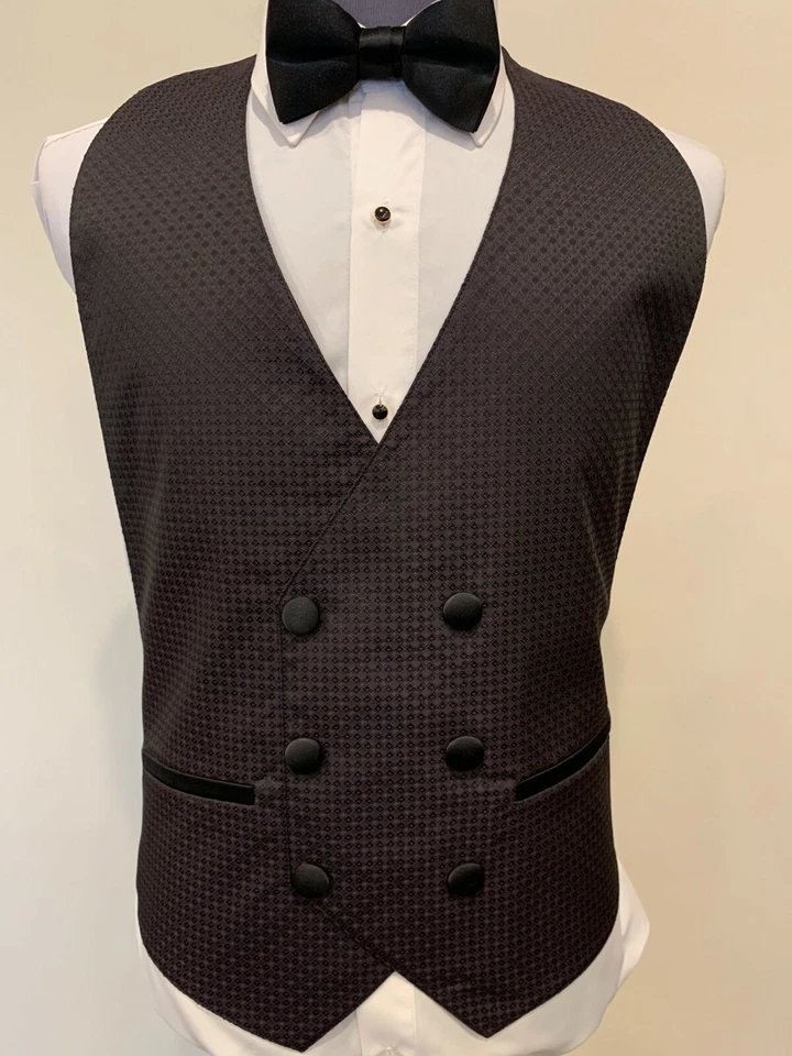6 Button Double Breasted Geometric Patterned Formal Vest eight different colors  - Image 1 of 4
