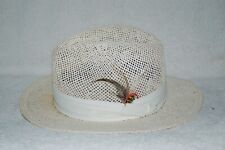 VTG Capas Design Fedora Wicker Panama Hat w/ Feather  Band Sweet Grass Beach Hat
