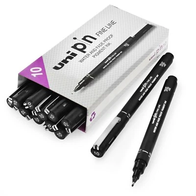 UNIBALL Uni Pin Fineliner Zeichenstift - schwarze Tinte - 1,0 mm Feder - 12er Pack