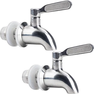 Rubinetto in Acciaio Inox per Dispenser Bevande, Confezione da 2 Acqua, Cromo Lucido  - Foto 1 di 7