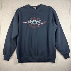 Vintage Harley Davidson Mens M Sweatshirt Flame Eagle 2003 Black Pullover - Picture 1 of 10