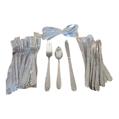 Cubiertos de acero inoxidable Gibson remolino diagonal 12 tenedores 12 cucharas 12 cuchillos de mantequilla NUEVO Foto 1 de 4