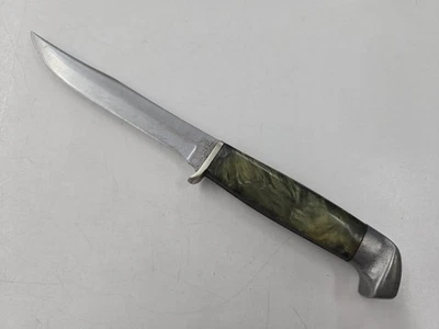 RARE HTF Vintage Case Fixed Blade Full Tang Celluloid Green Handle Knife. USA - Image 1 of 4