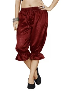 Maroon Women Satin Victorian Bloomers Gothic Renaissance Pantaloons Dress - Picture 1 of 2